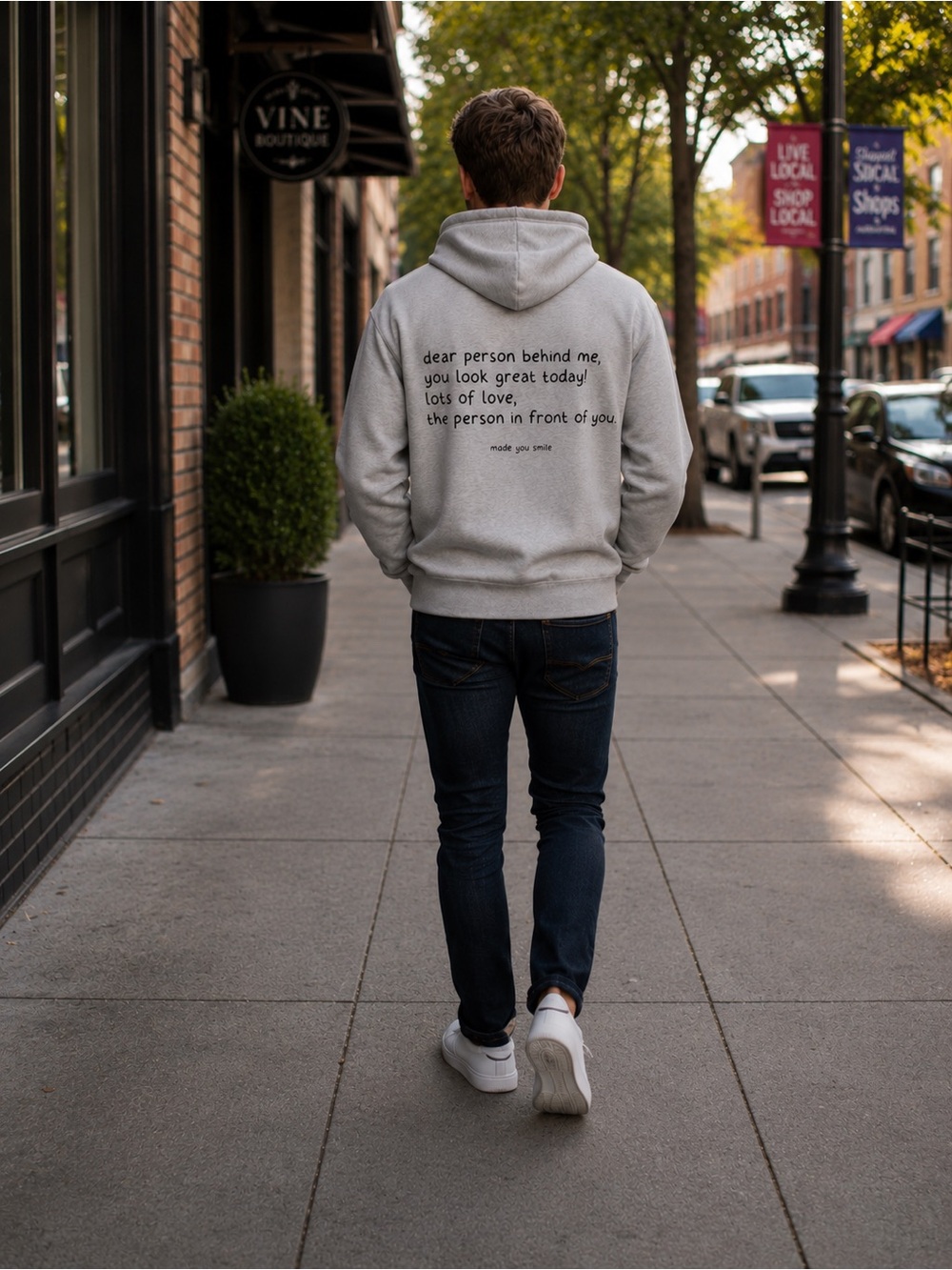 Gray Hoodie with 'Made You Smile' Print - Picture 3 of 7